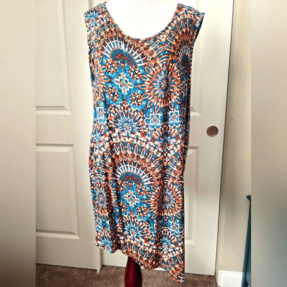 Boho print sleeveless top 3x